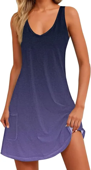 Women's Summer Dresses 2025 Beach Casual Sleeveless Floral Print Boho Tank Dress V Neck Ruffle Dresses