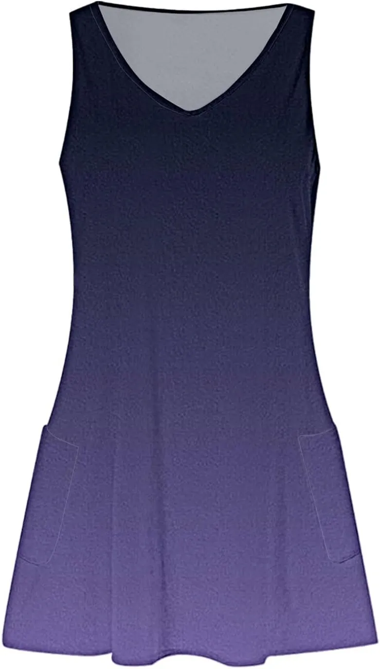 Women's Summer Dresses 2025 Beach Casual Sleeveless Floral Print Boho Tank Dress V Neck Ruffle Dresses