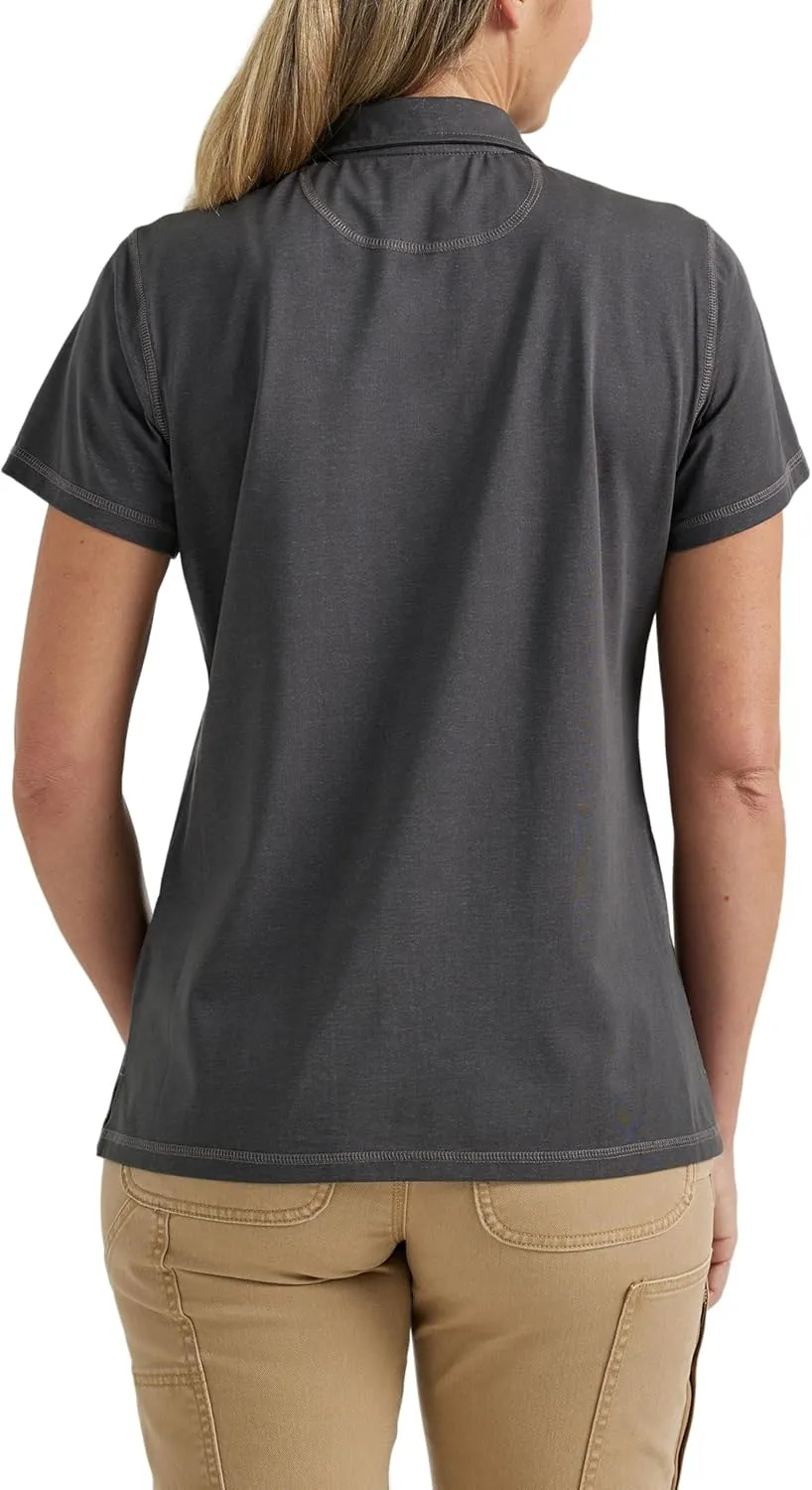 Wrangler Women's Regular Fit Short-Sleeve Spread Collar Polo Shirt