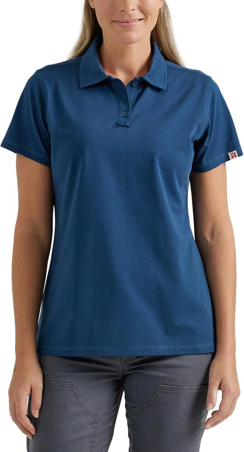 Wrangler Women's Regular Fit Short-Sleeve Spread Collar Polo Shirt