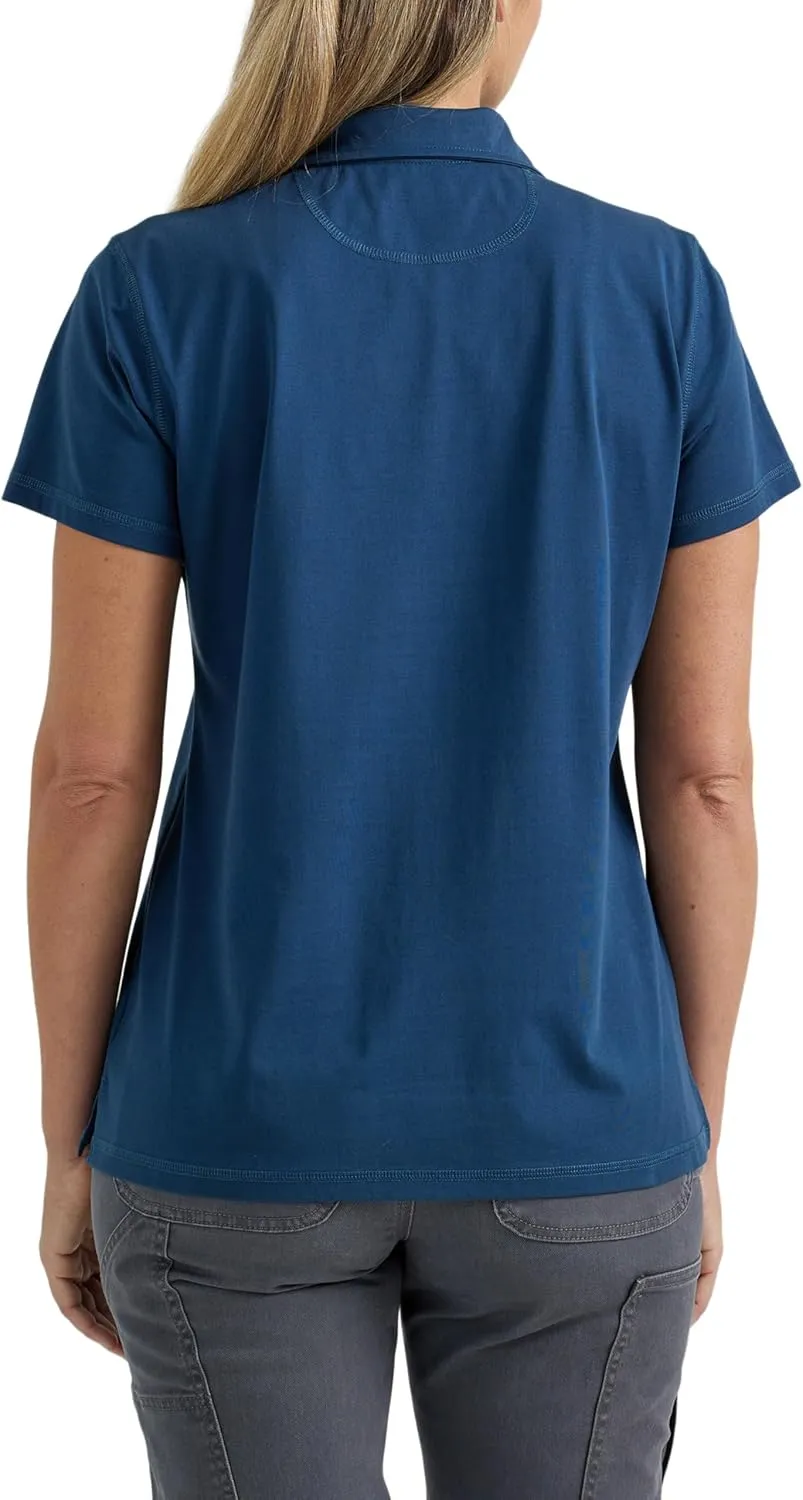 Wrangler Women's Regular Fit Short-Sleeve Spread Collar Polo Shirt