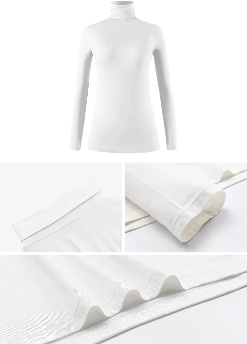 Xelky Womens Long Sleeve Turtleneck Shirt Lightweight Slim Turtle Neck Active Tops Basic Pullover Undershirt 2 Pack